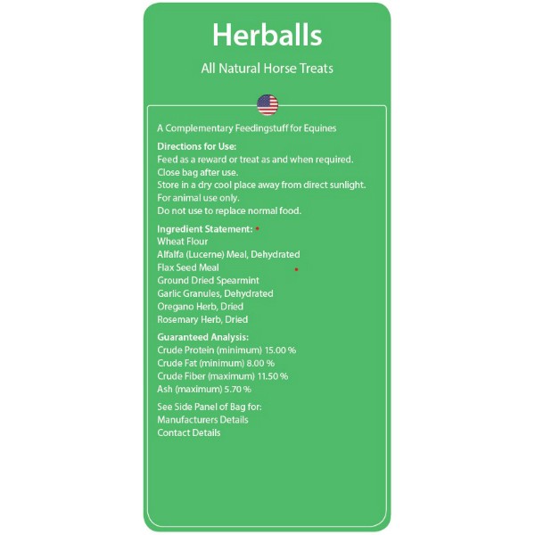 Herballs - 1.1lb Bag Feeding Guideline